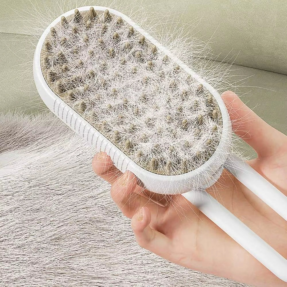 3-In-1 Pet Cat Steamy Brush Massage Spray Steam Mist Spray Dog Grooming Steam Pet Brush